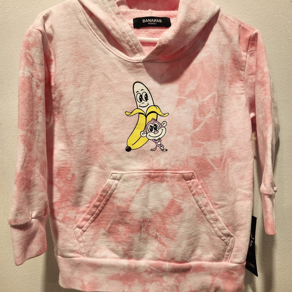 NWT! Bananas Monkey 3T Pink Tie Dye Hoodie